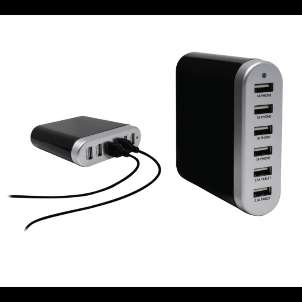 NEW! Sharper Image 6 USB Port Rapid Desktop Charging Station